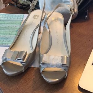 Anne Klein silver i flex sling backs